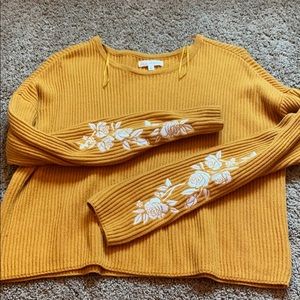 L.A. Hearts mustard sweater w/ embroidered sleeves
